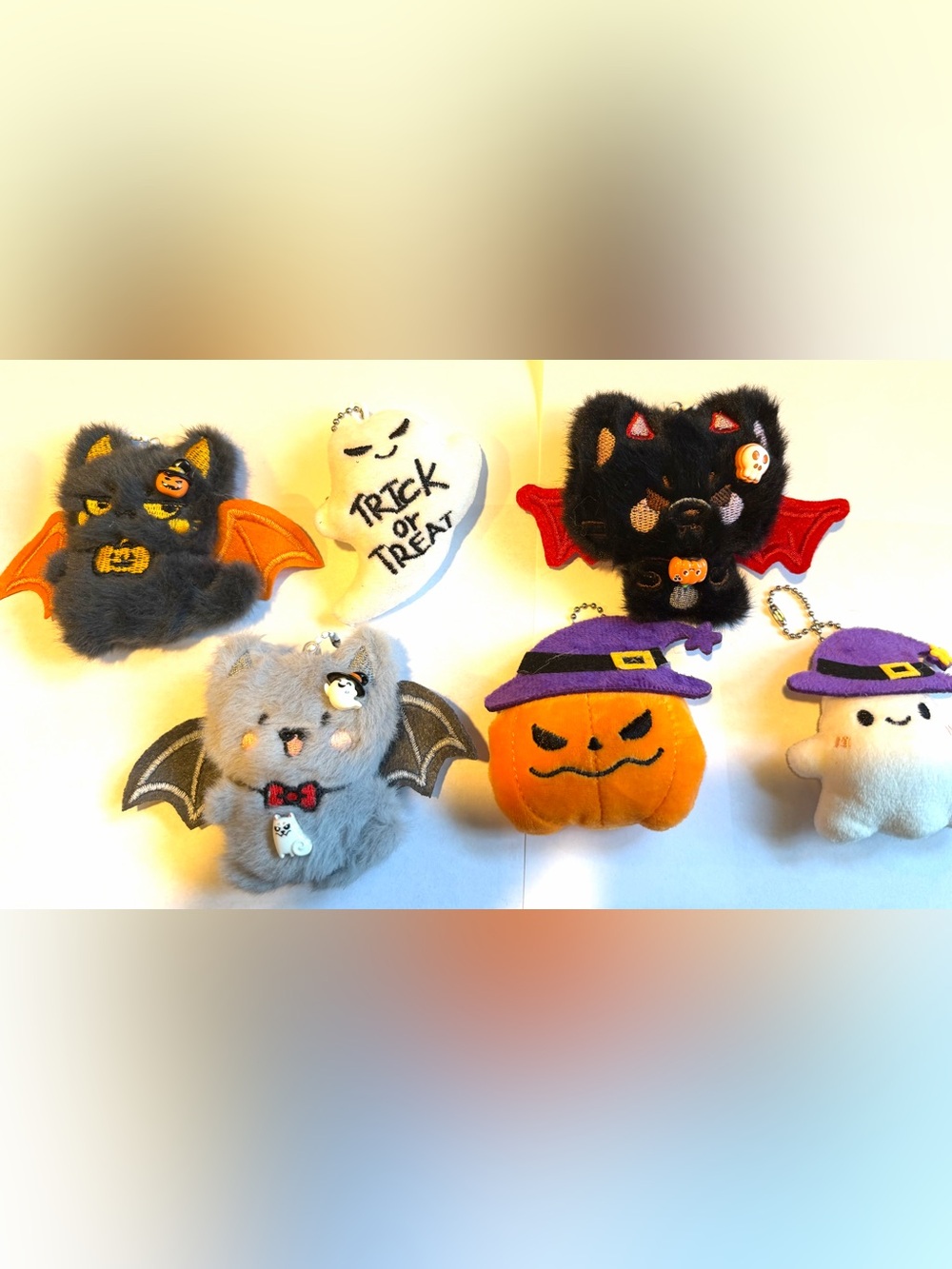 Halloween Plush Keychain Bag Charm Ghost Bat Cat Pumpkin Buyer Choice
